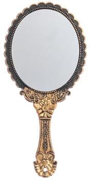 Fusion Finds Vintage Oval Handheld Makeup Mirror Decorative Vanity Mirror For Beauty & Makeup bronze