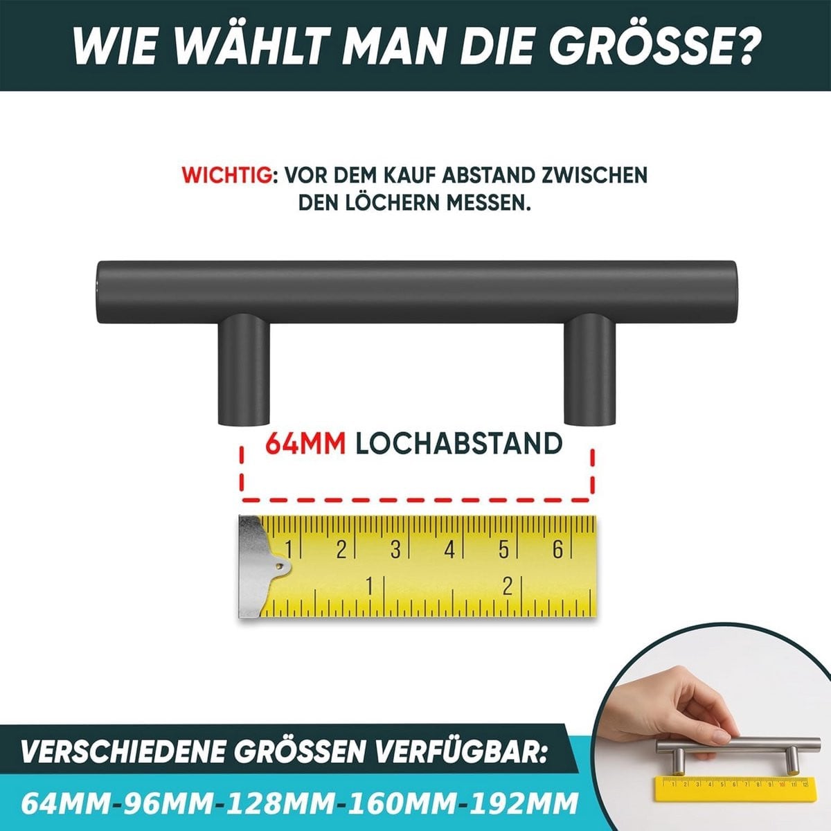 Zwarte Keukengrepen 64mm – Set van 15 Moderne Kastgrepen en Deurgrepen van Roestvrij Staal