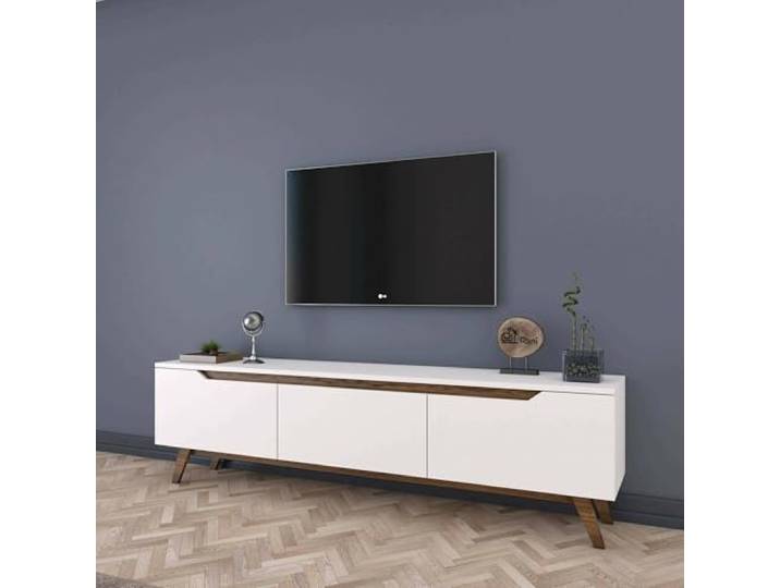 Dmora TV-Möbel COR 180x35x48,6 cm Weiß 1 Regal 3 Fächer