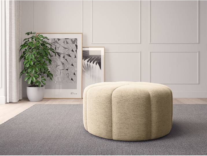 Pouf FORA 80cm Beige Tissu chenille Buladi: Taupe