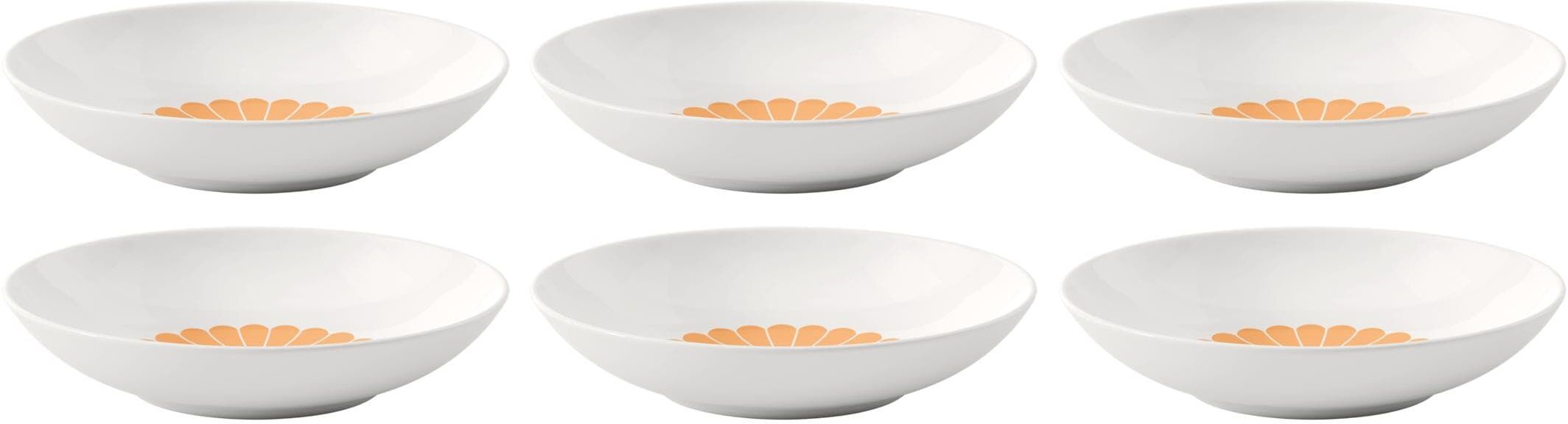 Pastateller VILLEROY & BOCH "Fleur 6 Stück", gelb, Porzellan, Speiseteller, Pastateller gelb Einheitsgröße