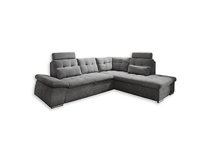 Stella Trading NALO Ecksofa mit Schlaffunktion, Stoffbezug Dunkelgrau - Ausziehbare Eckcouch mit Verstellbarer Armlehne - 260 x 103 x 219 cm (B/H/T)