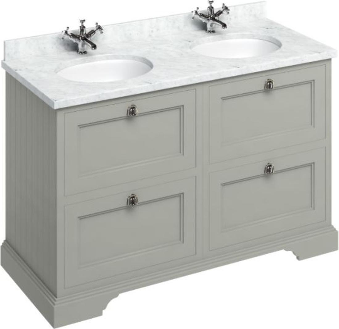 Casa Padrino Doppel Waschschrank / Waschtisch mit Marmorplatte und 4 Schubladen - Luxus Kollektion