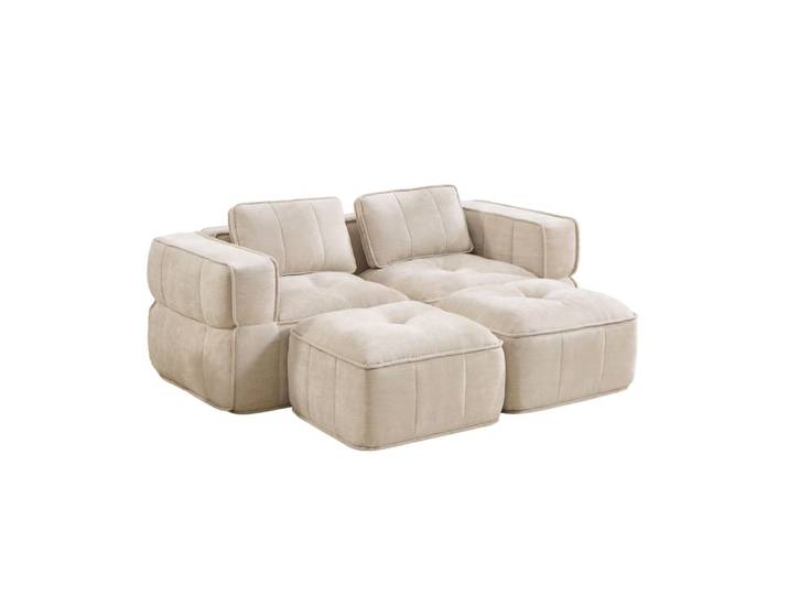 Canapé modulaire 2 places en polyester beige