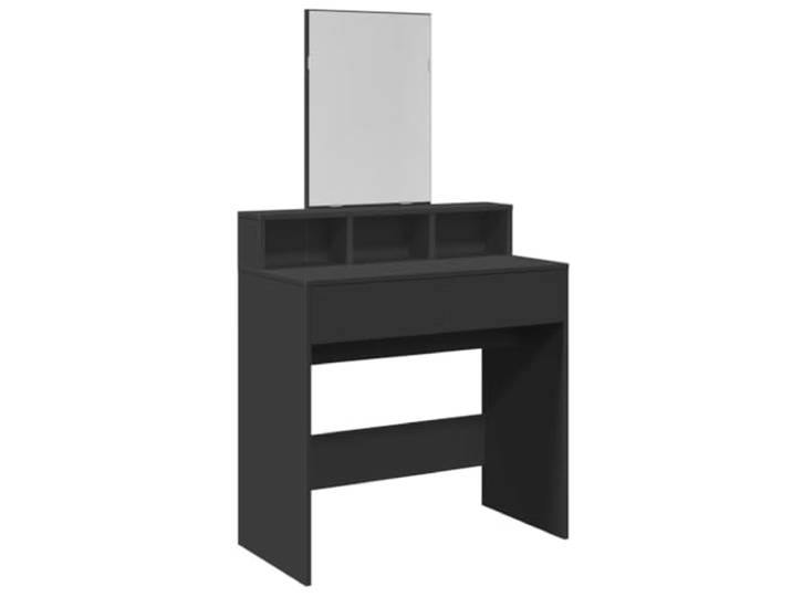 Xhnifbn Schminktisch mit Spiegel Schwarz Frisiertisch 80x41x144,5 cm Kompakter Frisiertisch für das Schlafzimmer mit integriertem Spiegel, 2 Schubladen und 3 Fächern für Kosmetik.