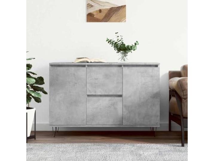 RJPLMFV Anrichte, grau, Beton, 101,5 x 35 x 70 cm, Holz, Technik Robuste Eisenbeine, großer Stauraum, leicht zu reinigen, ideal für dekorative Ausstellungen