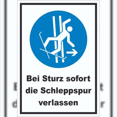 HB-Druck Bei Sturz sofort die Schleppspur verlassen Aufkleber A4 (210x297mm)
