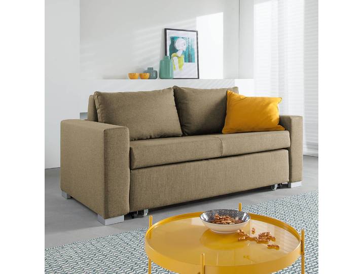 Schlafsofa Basic Beige/Beige Stoff Doran 173cm mit Schlaffunktion Modern