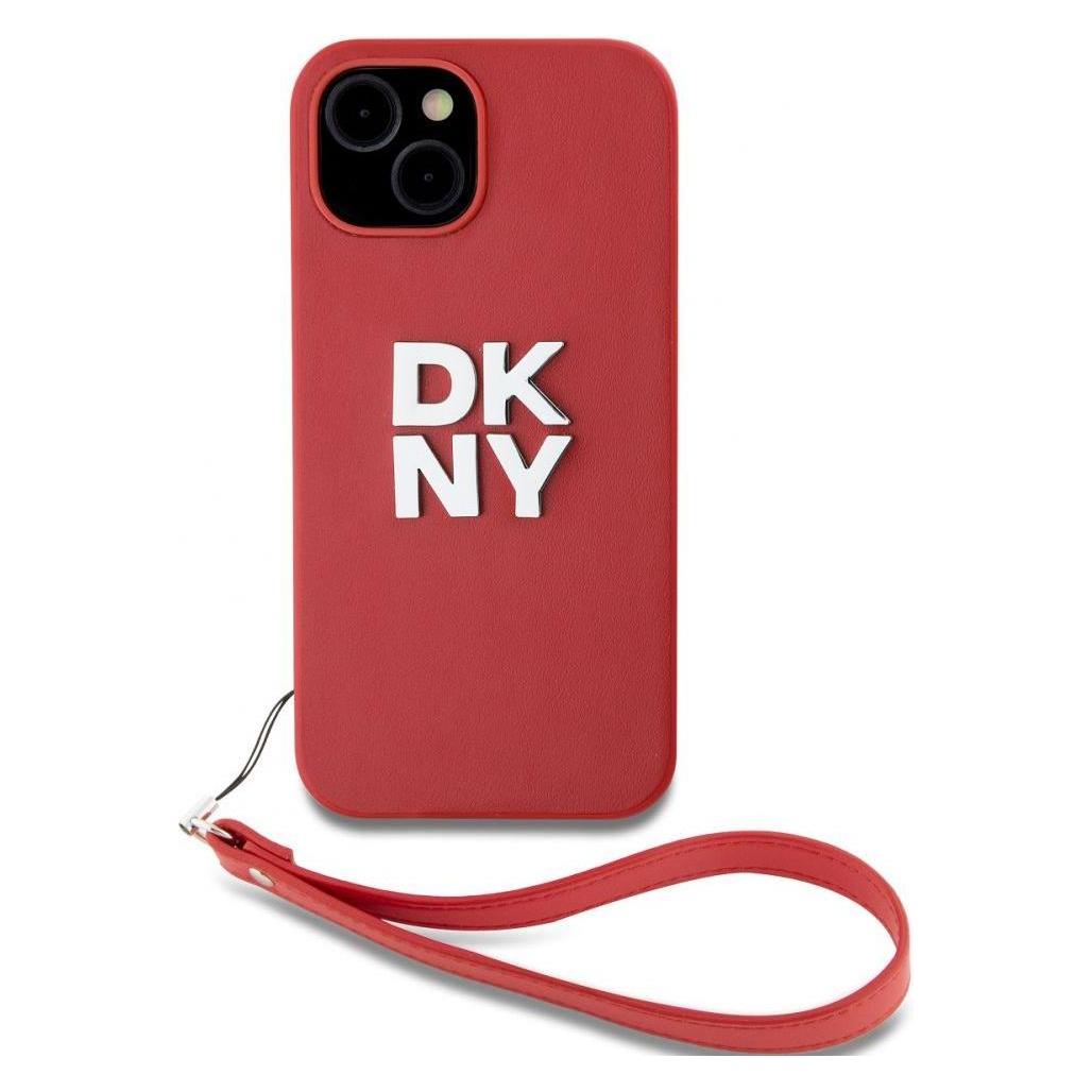 DKNY PU Leather Stack Logo Wrist Strap Case for iPhone 15 Red (DKNY)
