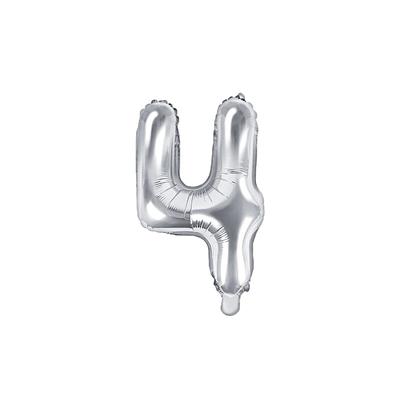 Folienballon silber Zahl 4