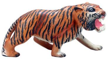Novica Handmade Ferocious Tiger Wood Figurine
