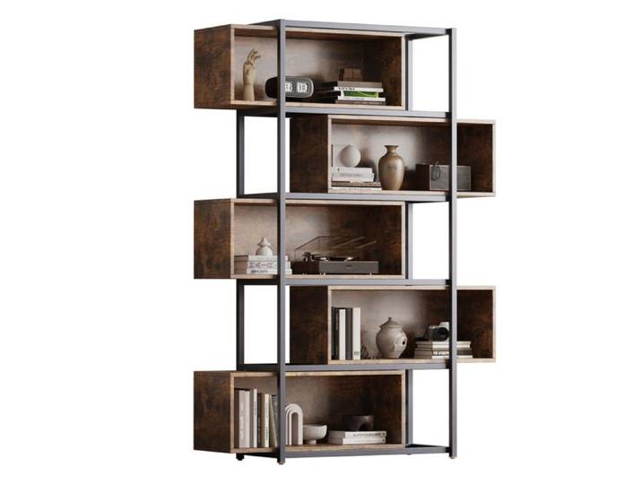 Bibliotheque 5 etagere rangement -meuble de rangement -Style industriel scandinave -121 x 35 x 176 cm