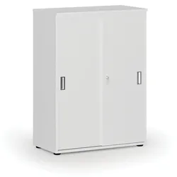Büroschrank mit Schiebetür PRIMO WHITE, 800 x 420 x 1087 mm, weiß