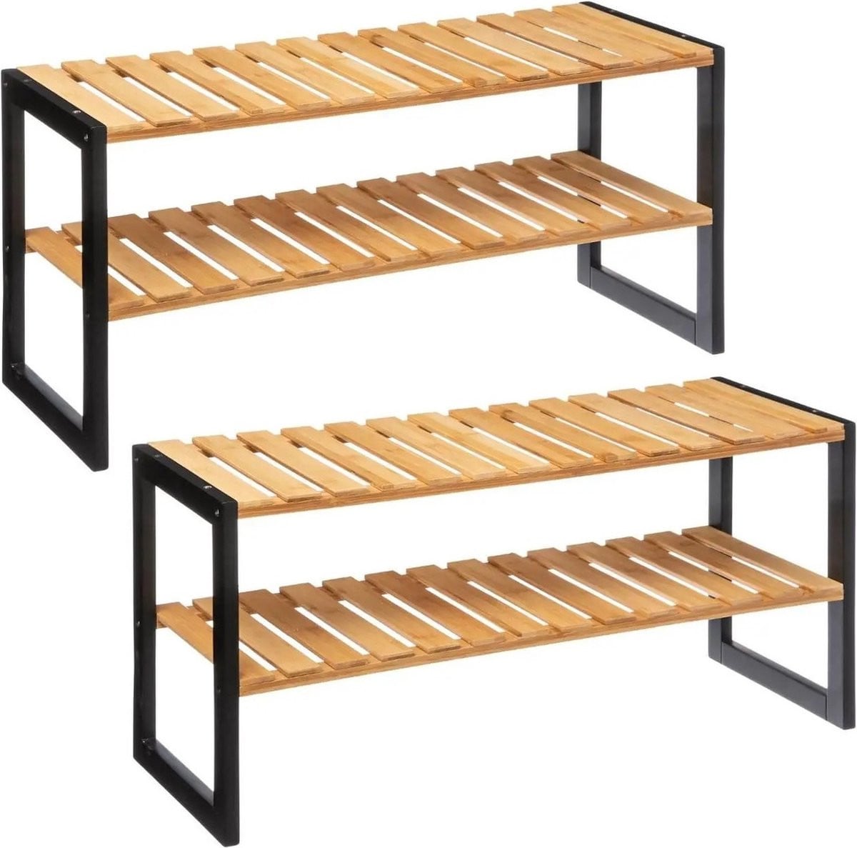 5Five Schoenenrek 2 stuks - Bruin - Bamboe en Metaal - Breedte: 70 cm, Diepte: 34,5 cm