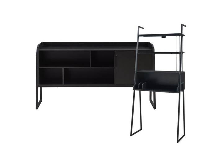Ensemble de meubles - HELLOSHOP26 - Bureau et meuble TV - Métal noir - Style industriel - 2 pièces