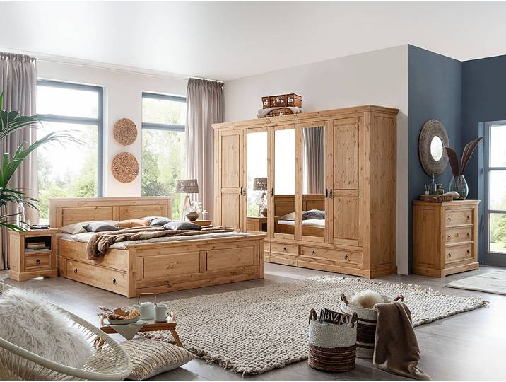 Massives Schlafzimmerset 4-teilig 310cm Braun