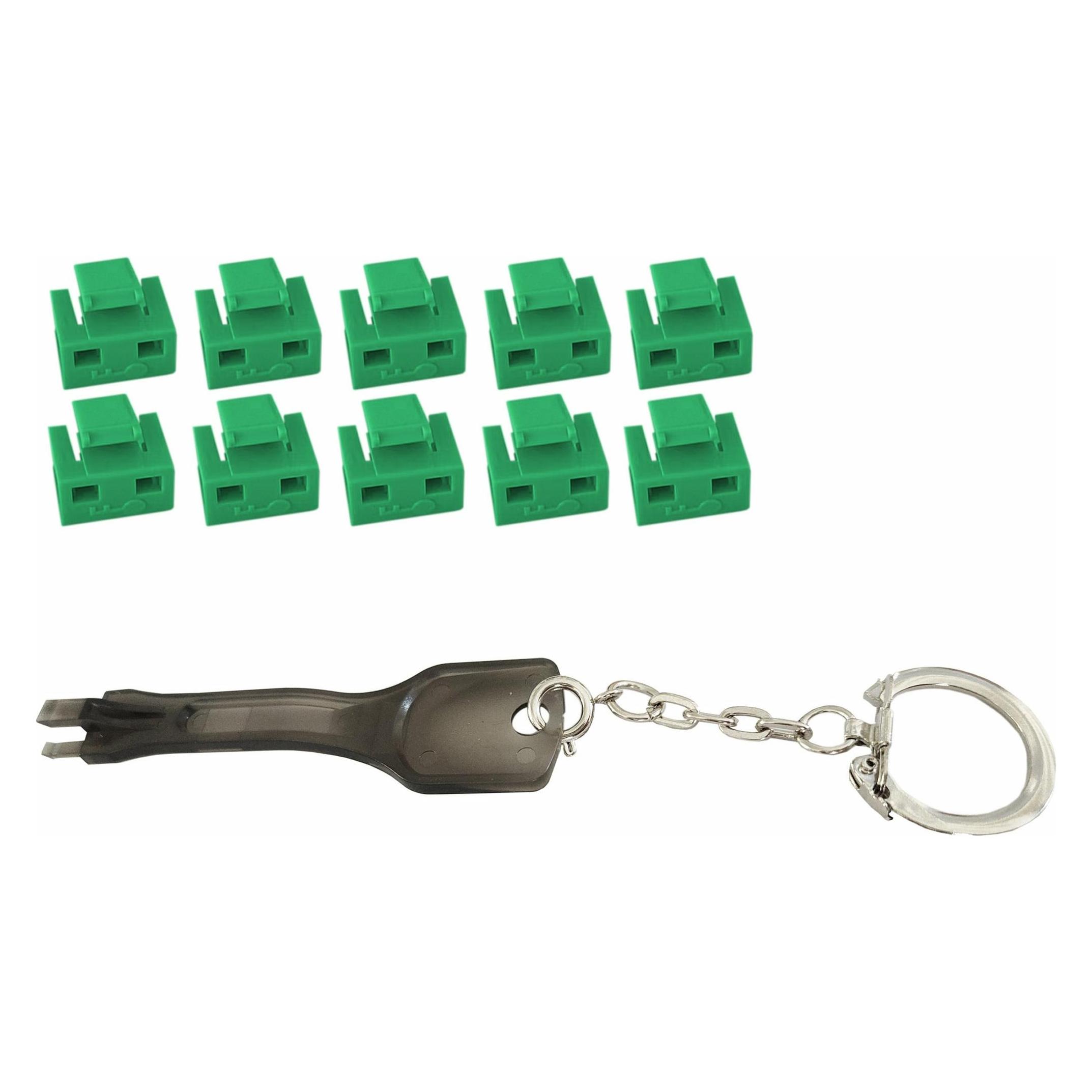 Shiverpeaks S/CONN maximum connectivity RJ45-Port Blocker mit Schlüssel (1x Schlüssel, 10x Schlösser), grün (08-01031)