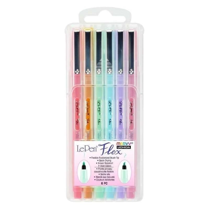 Uchida MARVY Pinselspitzenstifte Le Pen Flex Pastell, 6 Farben (6x) (33311619)