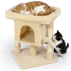 Relaxdays Kratzbaum (60 cm, Beige), Katzenbaum