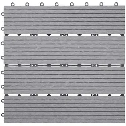 Mendler WPC Bodenfliese Rhone, Holzoptik Balkon/Terrasse, 11x je 30x30cm = 1qm ~ Basis, grau linear
