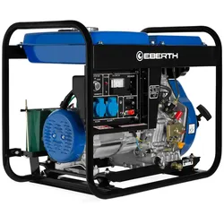 EBERTH Diesel Notstromaggregat mit 5000W Leistung, E-Start, 230V, 12V, 15L Tank und Ölmangelsicherung
