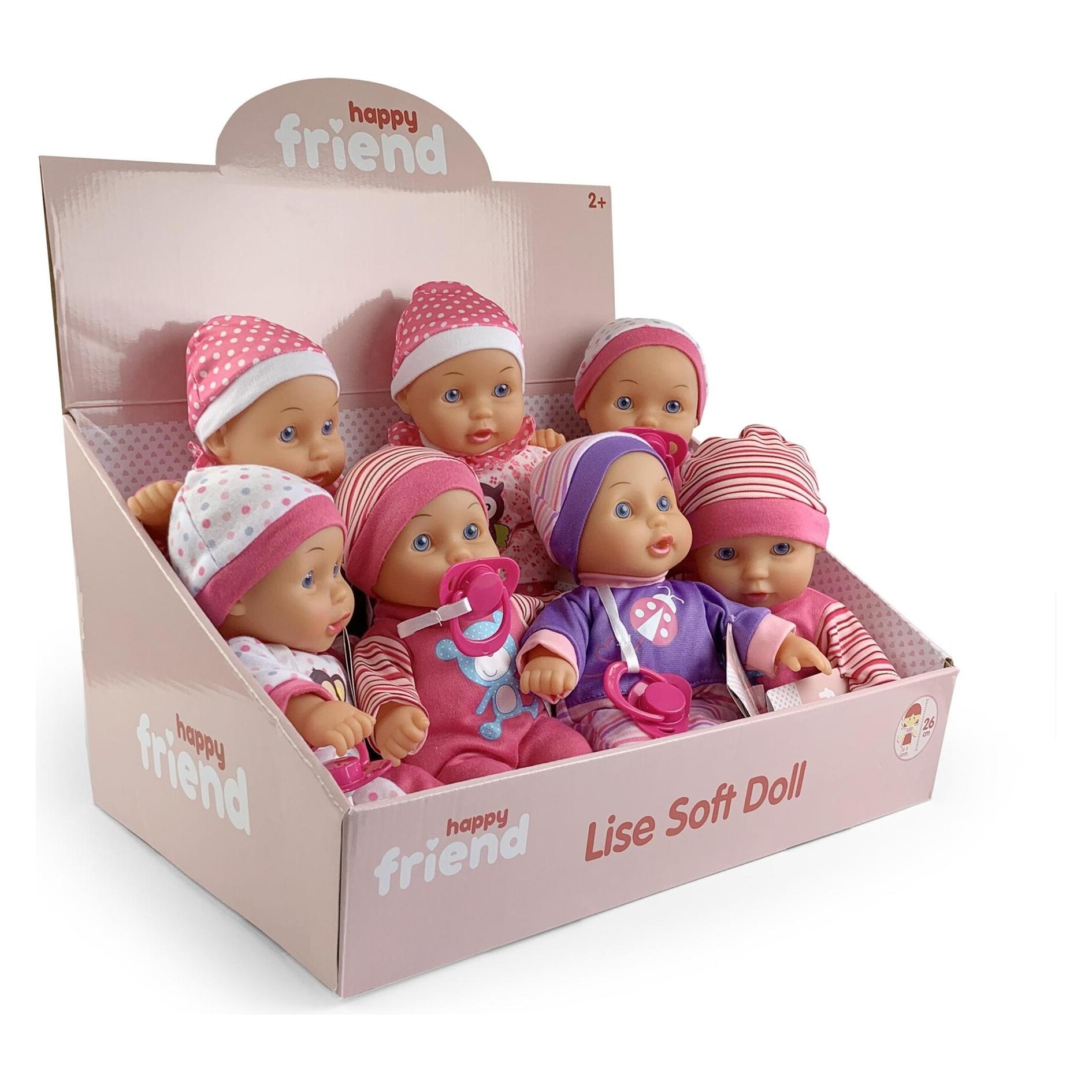 happytoys HAPPY FRIEND Lise Soft Doll 26cm 4 asst. CDU assorteret (5713428010890)