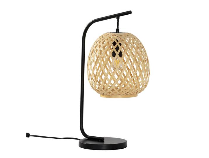 VS Venta-stock Tischleuchte 51/51/51 Reiko, Beige, Naturmaterialen, Rund,Rund, E27, 51x51x51 cm, Lampen & Leuchten, Innenbeleuchtung, Tischlampen
