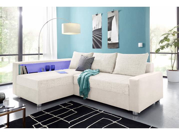 COLLECTION AB Relax L-Form, B: 223 cm Schlaffunktion, Bettkasten, Regal & 1 Zierkissen, optional Licht