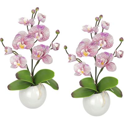 Kunstpflanze I.GE.A. "Orchidee", lila (violett, weiß), B:16cm H:35cm T:12cm, Keramik, Kunststoff, Polyester, Kunstpflanzen, Kunstpflanze