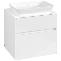 Villeroy & Boch Waschbeckenunterschrank Collaro C155B0, Eckig Glossy White, 600x548x500mm, mit Beleuchtung und integrierten Griffen