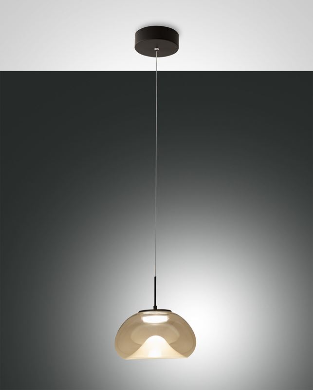 Fabas Luce LED-Pendelleuchte Brena Schwarz Cognac 3755-41-365 8019282546030