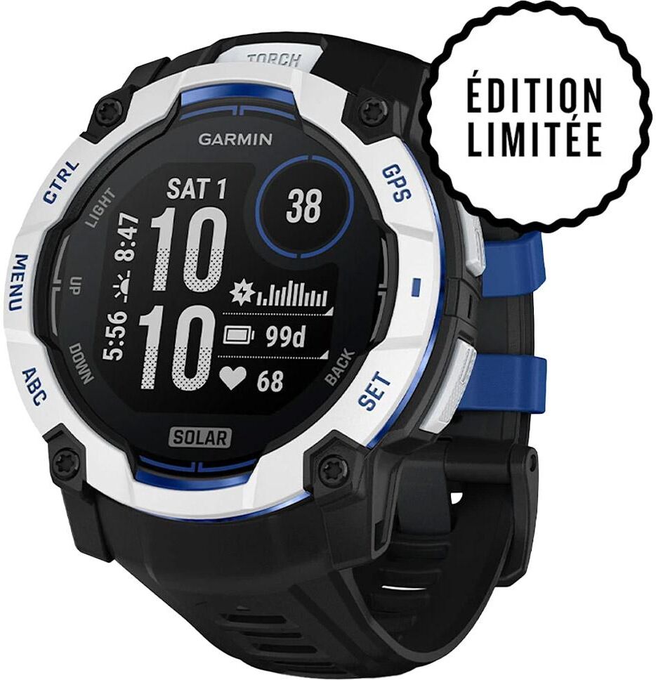Garmin  - Instinct 3 Solar Blanche Avec Bracelet Noir Bleu - 17" - Montres GPS