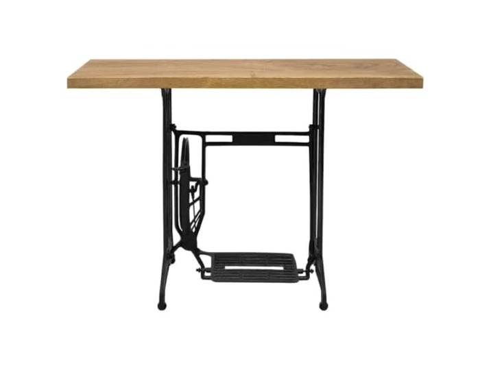 Konsolentisch mit Fuß Nähmaschinen 110x40x75 cm Bewegliches Pedal, drehbare Räder, einfache Montage, Suarholz, Eisenbasis, Vintage-Stil