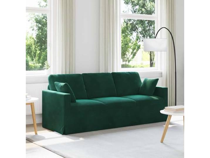 KFPOERTFGD Sofa Samt Dunkelgrün 198x78x80 cm Zweisitzer Wohnzimmer Couch Modulares Design, Mit Holzarmlehnen, Ergonomischer Komfort