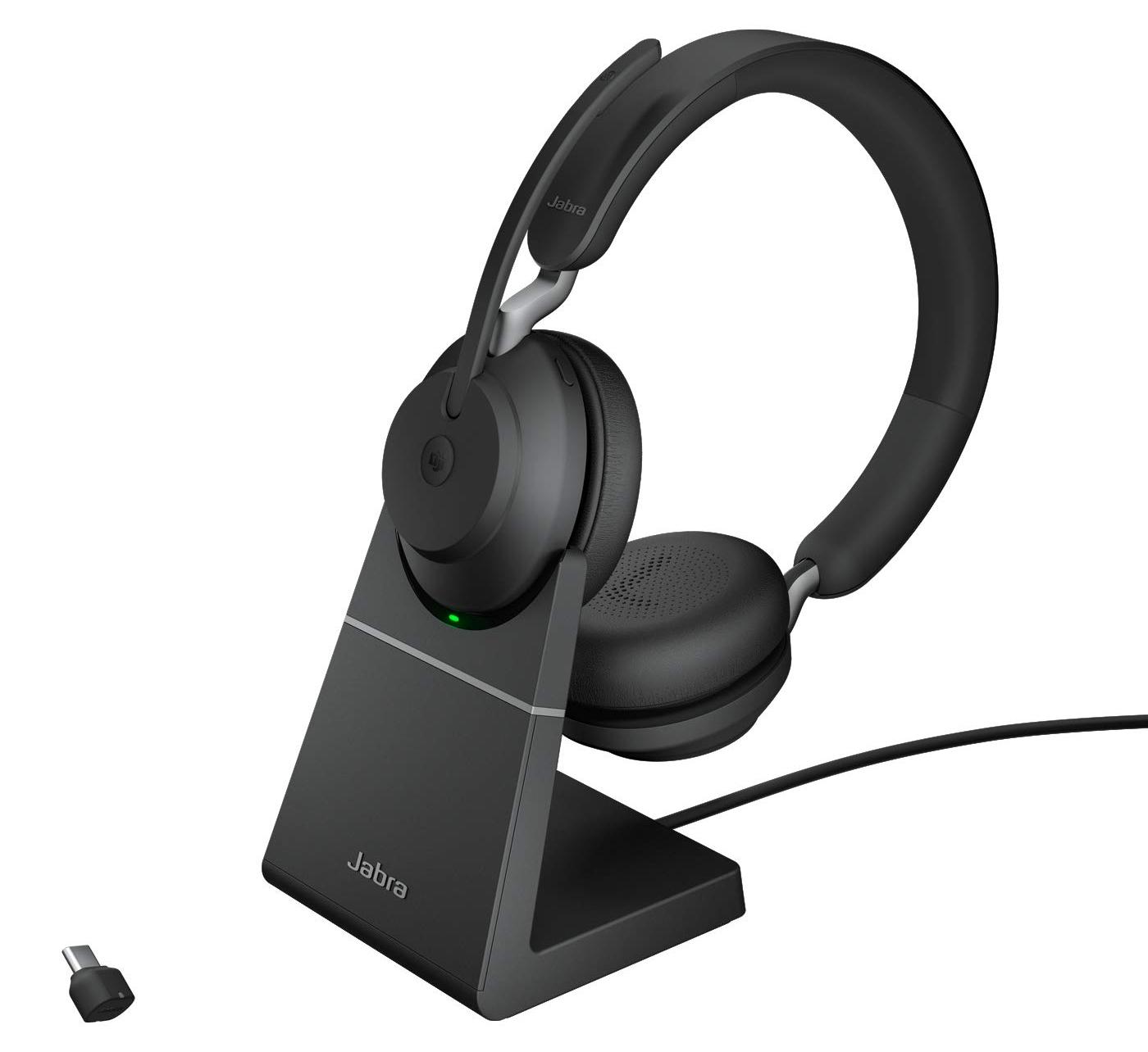Jabra Evolve2 65 Wireless PC Headset with Charging Stand - Noise Cancelling UC C