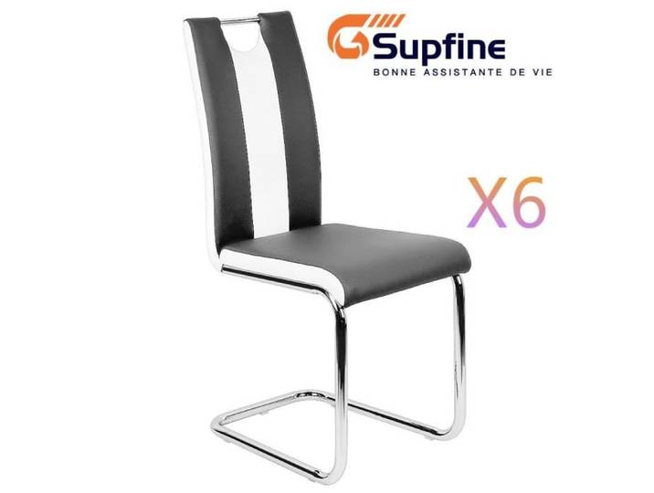 Chaises de Salle À Manger - SUPFINE - Lot de 6 - Noir - Style Contemporain - Pied En Métal