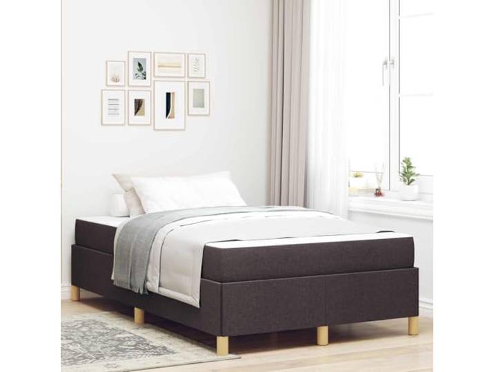 KTHLBRH Bettgestell Dunkelbraun 120 x 200 cm Stoff Rechteckiges Design, technisches Holz, integrierter Behälter, stabil