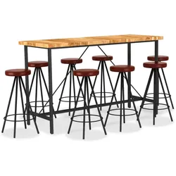 vidaXL 9-tlg. Bar-Set Massivholz Akazie und Echtleder