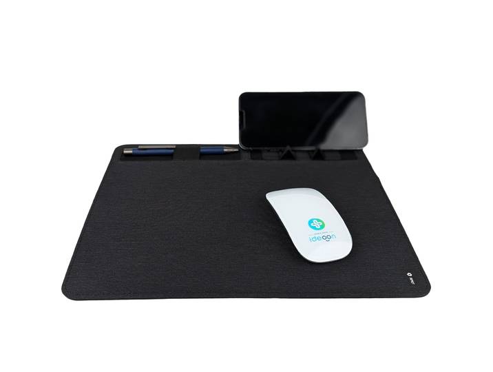 Mousepad mit Handyhalter und Induktionsladefläche, dunkelgrau