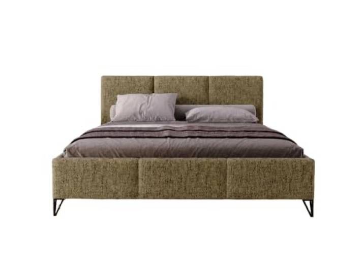 Chilly. Möbel Design Bett Modero - Polsterbett mit Bettkasten, Lattenrost und Kopfteil - 140x200 cm - Metallrahmen - Neve Olivgrün