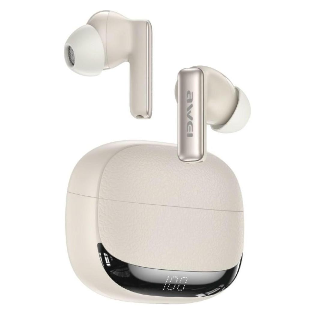 Awei Wireless Headphones TA19 ANC Bluetooth 6.0 TWS + charging case beige (ANC, 20 h, Kabellos) (Awe000317)