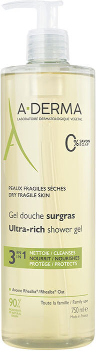 A-derma Gel Douche Surgras Nourrissant Démaquillant & Nettoyant