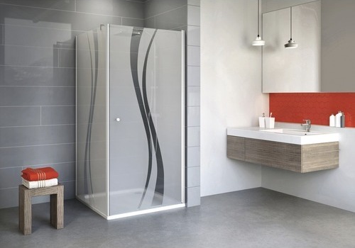 SCHULTE Duschtür mit Seitenwand mit Drehtür Alexa Style 2.0 ExpressPlus 80 x 80 x 192 cm Profil aluminium Glasdekor Lian