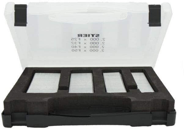 Pointes à tête homme STIER (brads) en coffret 25 - 50 mm, 8000 pièces, galvanisé, pointes ovales, clou tête homme (903108)