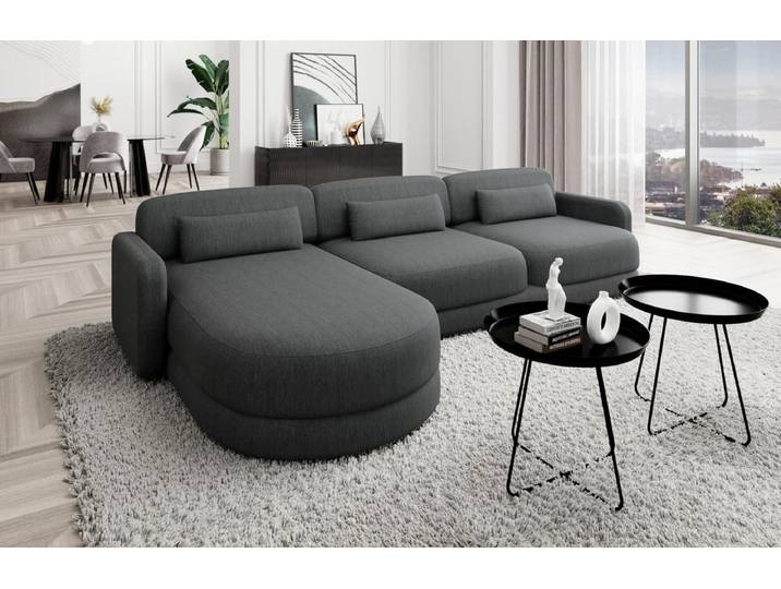 Ecksofa Valencia L-Form aus Stoff Kurz