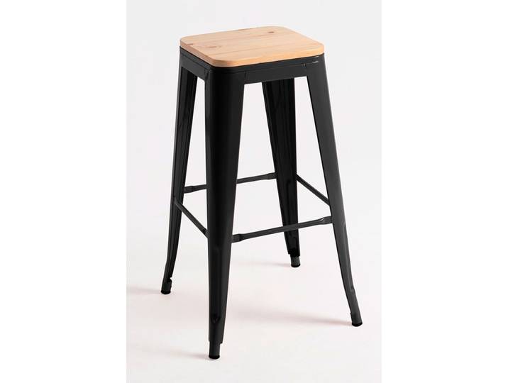 2er-Set Torix Barhocker aus Naturholz 76 cm - Schwarz