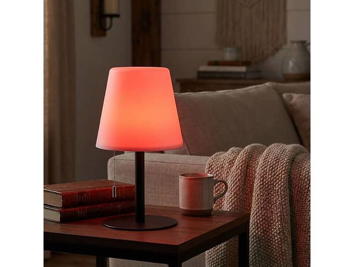 Akku Tischlampe mit 4 Lichtmodi in weiss & bunt, 30cm, IP44