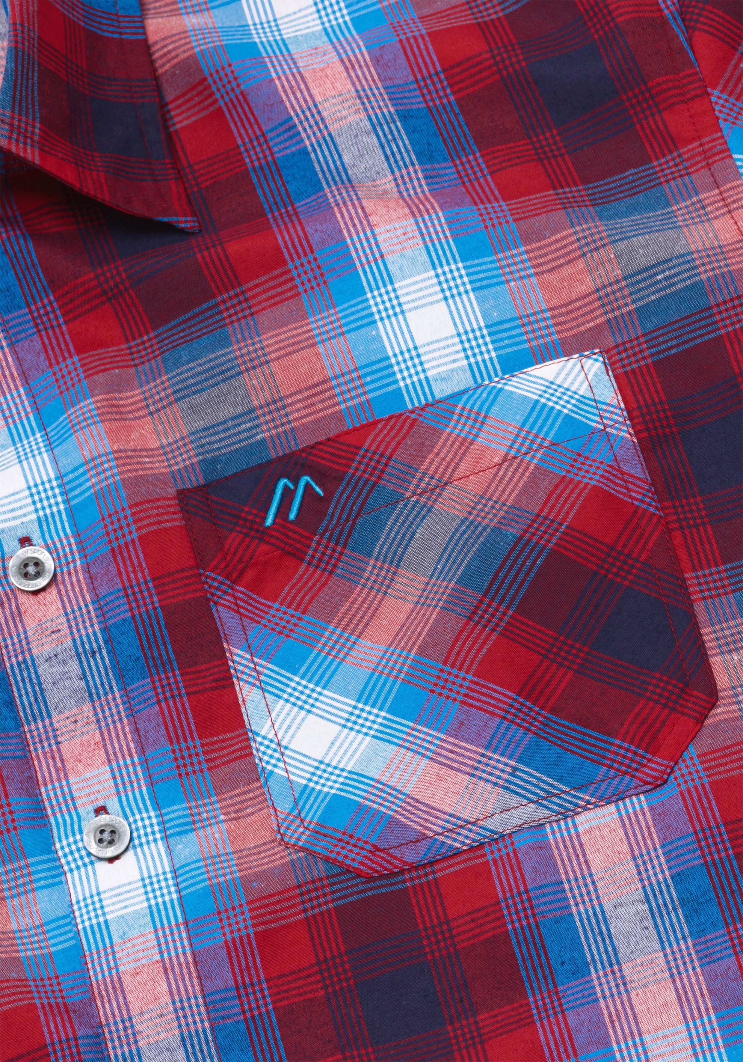 Funktionshemd MAIER SPORTS "Mauro", Herren, Gr. 68, Normalgrössen, bunt (nightbreak), 85% Polyester, 15% Viskose, Hemden Funktionshemd, Herren Hemd kurzarm, karriertes Freizeithemd, Kurzarmhemd, Regular Fit nightbreak 68, Normalgrössen