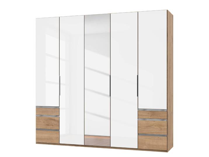 Drehtürenschrank Level 36 D IV 250 x 236cm Weiß/Hochglanz Weiß/Eiche Dekor