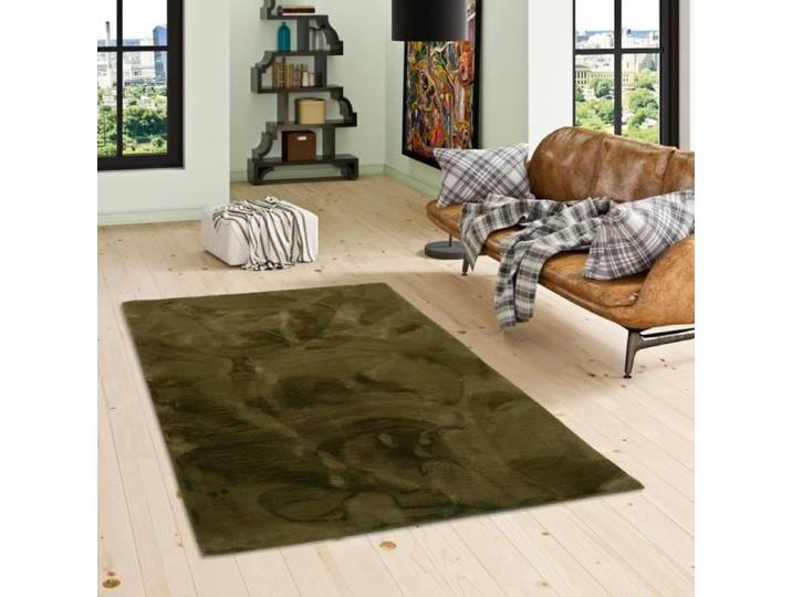 Tapis - PERGAMON - Plush - Vert foncé - 90x160 cm - Synthétique